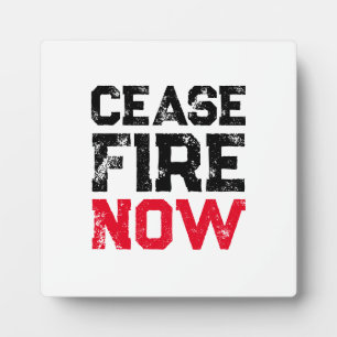 Cease Fire Now Black Red White Grunge Typografie Fotoplatte
