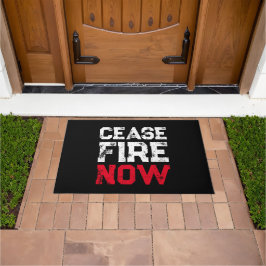 Cease Fire Now white red black grunge anti war Fußmatte