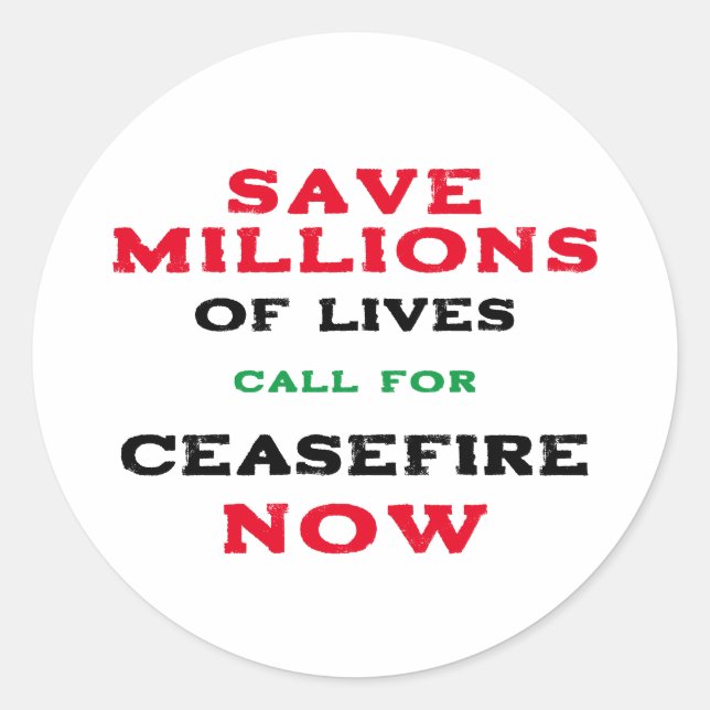 CEASEFIRE NUN FREE PALESTINE END GENOCIDE RUNDER AUFKLEBER (Vorderseite)