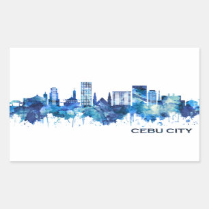 Cebu City Philippines Skyline Blue Rechteckiger Aufkleber