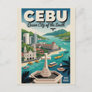 Cebu Philippinen Retro-Reiseplakat Kunst Feiertagspostkarte