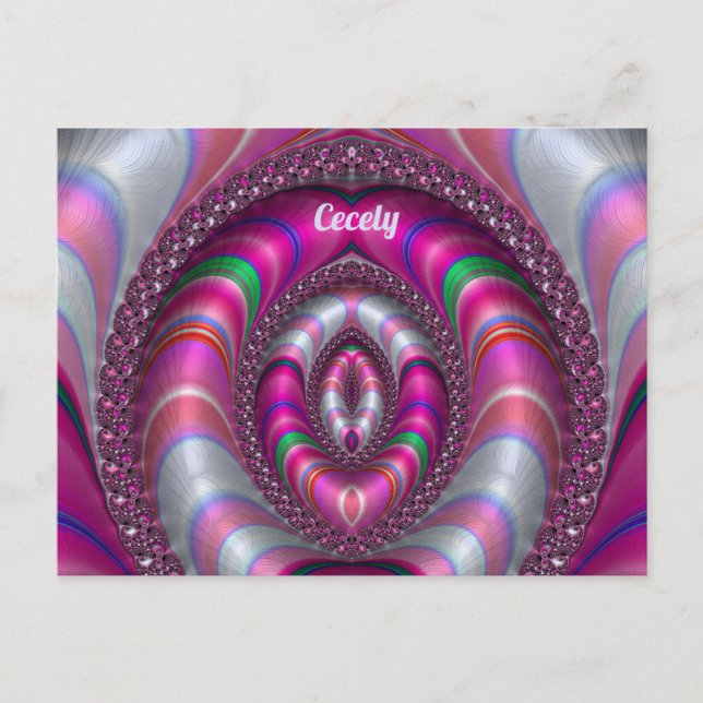 CECELY ~ PINK 3D-Fraktal Design ~ Postkarte (Vorderseite)