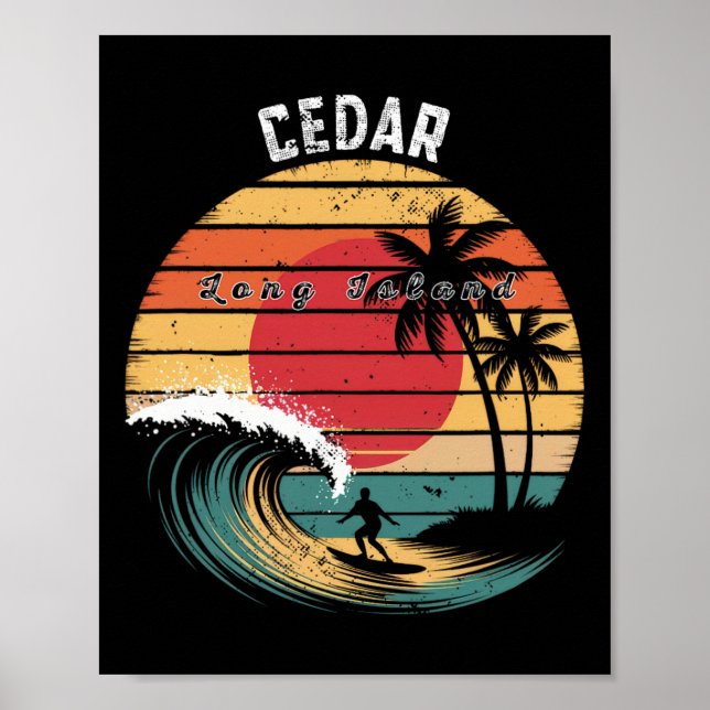 Cedar Beach Long Island Strand Surfen  Poster (Vorne)