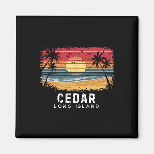 Cedar Beach Long Island Surfbrett Strand  Magnet (Vorne)