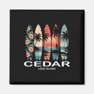 Cedar Beach Long Island Surfbrett Surfen Retro Magnet
