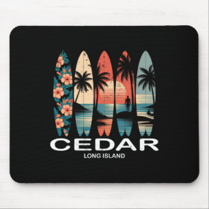 Cedar Beach Long Island Surfbrett Surfen Retro  Mousepad