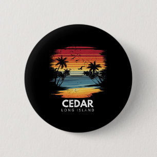 Cedar Beach Long Island Surfbrett Surfen Vintage Button