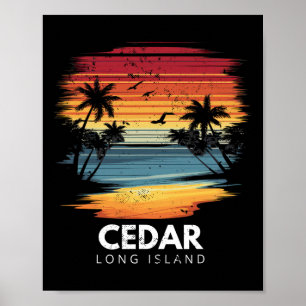 Cedar Beach Long Island Surfbrett Surfen Vintage Poster