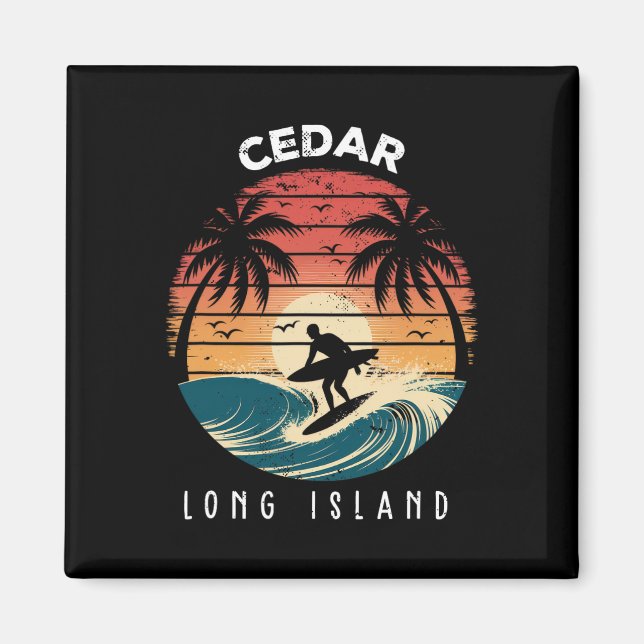 Cedar Beach Long Island Surfbrett Wellen Strand  Magnet (Vorne)