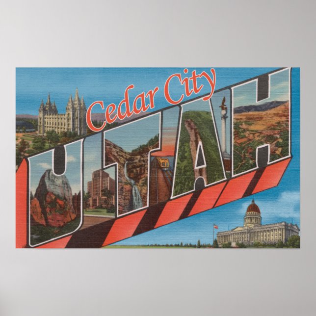 Cedar City, Utah - Große Briefmarkenszenen Poster (Vorne)