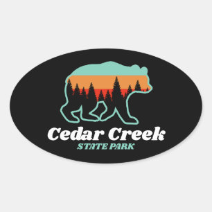 Cedar Creek Staat Park West Virginia Bären Retro Ovaler Aufkleber