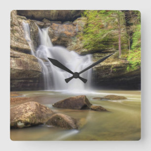 Cedar Falls Wasserfall bei Hocking Hills Ohio Quadratische Wanduhr