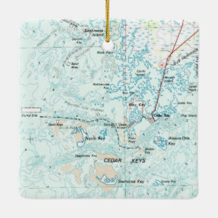 Cedar Key FL Map Keramikornament