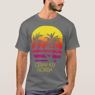 Cedar Key Florida Vintag Tropical Sunset Palm Tre T-Shirt