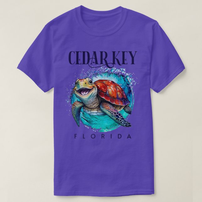 Cedar Key Florida Wasserfarben Happy Sea Turtle Pr T-Shirt (Design vorne)