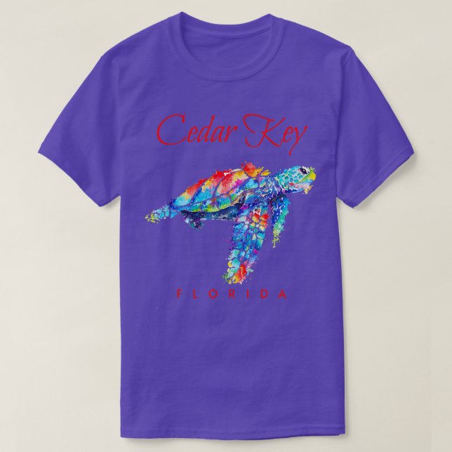 Cedar Key Florida Wasserfarbenschildkröte T-Shirt (Design vorne)