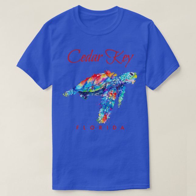 Cedar Key Florida Wasserfarbenschildkröte T-Shirt (Design vorne)