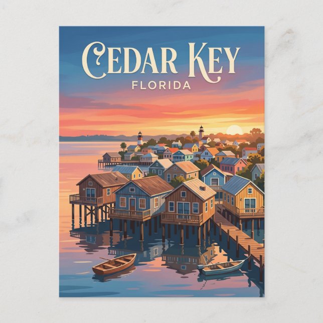 Cedar Key Waterfront USA Postkarte (Vorderseite)