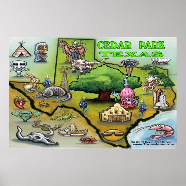 Cedar Park TEXAS Karte Poster (Vorne)
