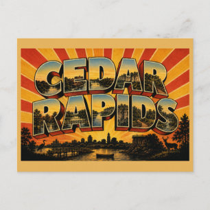 Cedar Rapids Iowa Flussklippen Wälder Kunst Postkarte