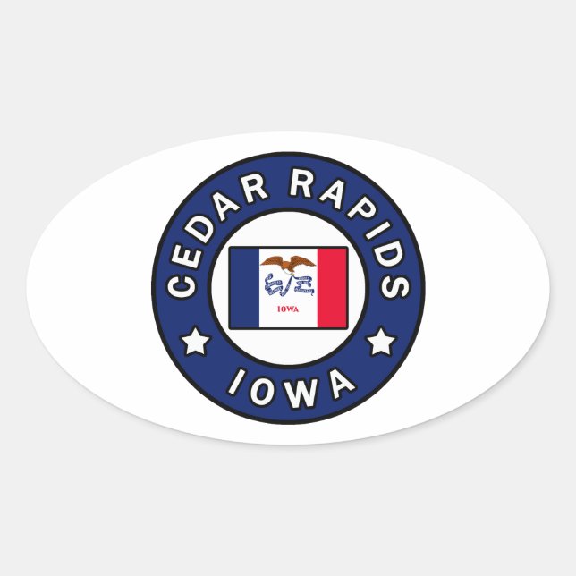 Cedar Rapids Iowa Ovaler Aufkleber (Vorderseite)