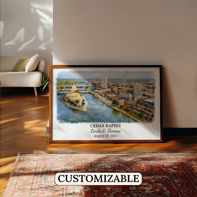 Cedar Rapids Iowa Poster, Aquarell, Maßgeschneider Poster (Von Creator hochgeladen)