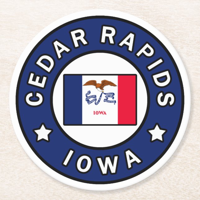 Cedar Rapids Iowa Runder Pappuntersetzer (Vorderseite)
