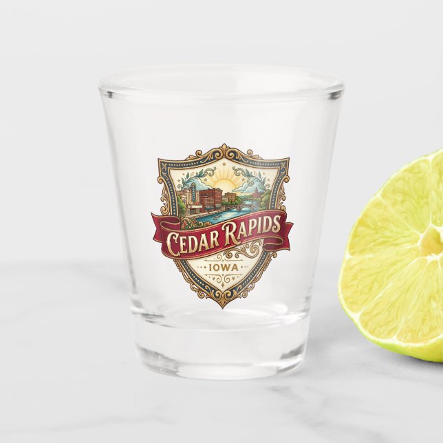 Cedar Rapids Iowa Schnapsglas (Vorderseite)