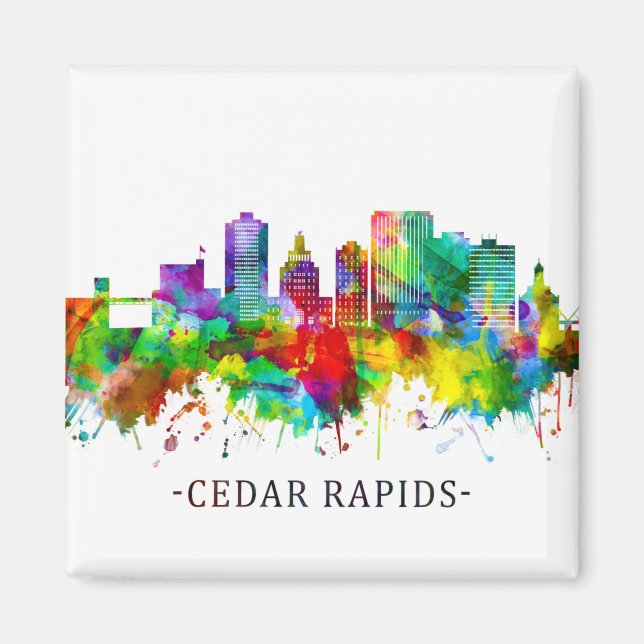 Cedar Rapids Iowa Skyline Magnet (Vorne)