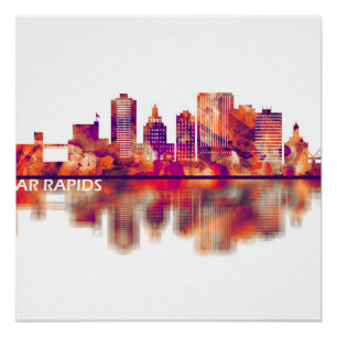 Cedar Rapids Iowa Skyline Poster