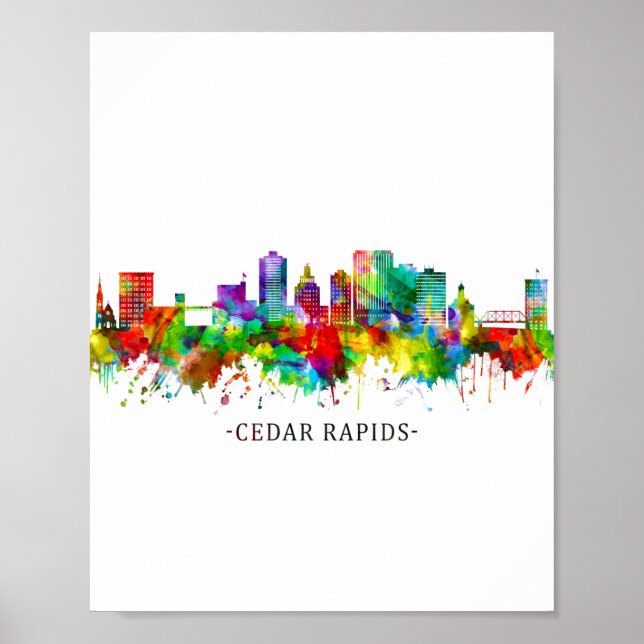 Cedar Rapids Iowa Skyline Poster (Vorne)