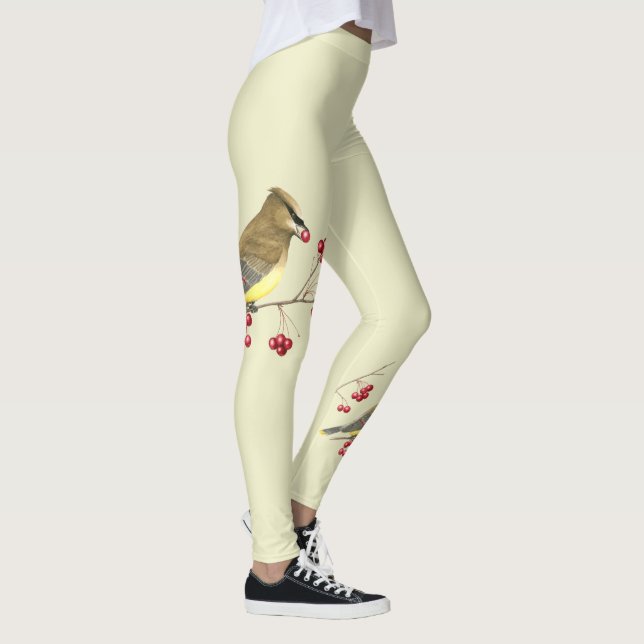 Cedar Waxwing Bird Art Leggings (Rechts)