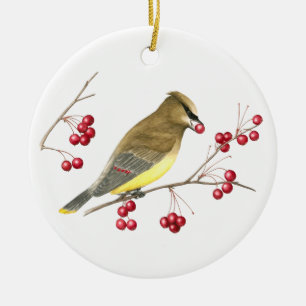 Cedar Waxwing Bird Kunst, Dichtung und Musik Keramik Ornament