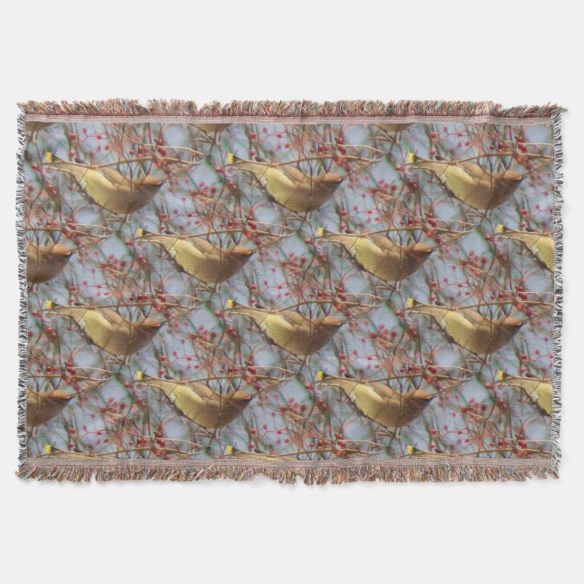Cedar Waxwing Bird Nature Art Pattern Decke (Vorderseite)
