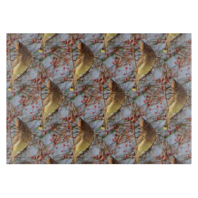 Cedar Waxwing Bird Nature Art Pattern Schneidebrett (Vorderseite)