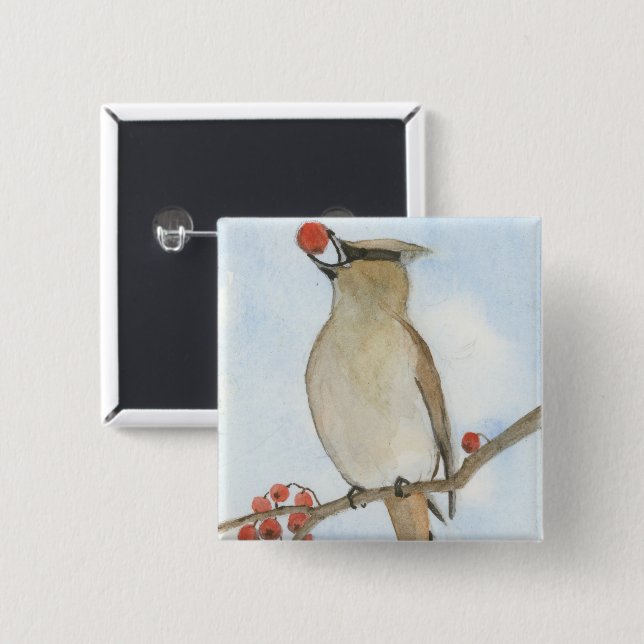 Cedar Waxwing Button (Vorne & Hinten)