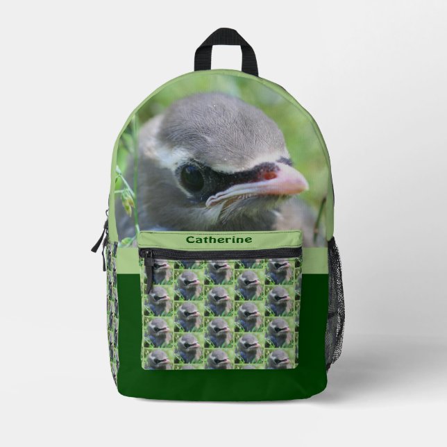 Cedar Waxwing Fledgling Bird Personalisiert Bedruckter Rucksack (Vorderseite)