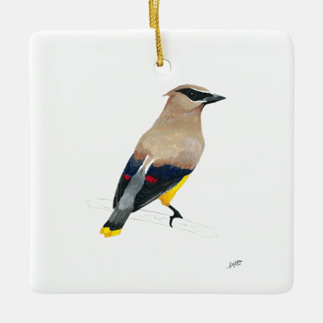 Cedar Waxwing Keramikornament (Vorderseite)