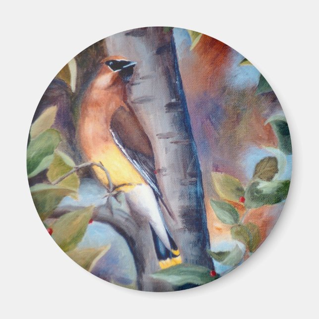 Cedar Waxwing Magnet (Vorne)