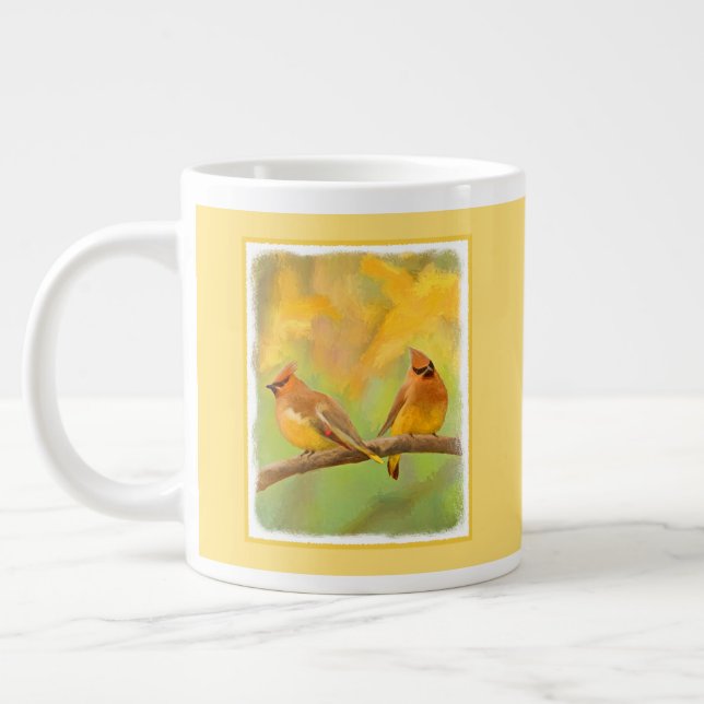 Cedar Waxwing Malerei - Niedliche Original Hunde K Jumbo-Tasse (Links)