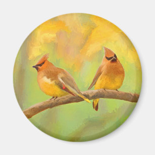 Cedar Waxwing Malerei - Niedliche Original Hunde K Magnet