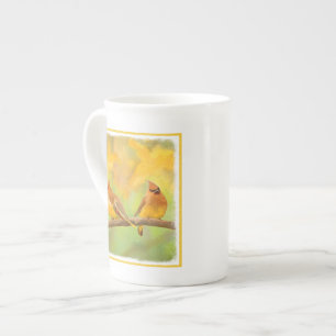 Cedar Waxwing Malerei - Niedliche Original Hunde K Prozellantasse