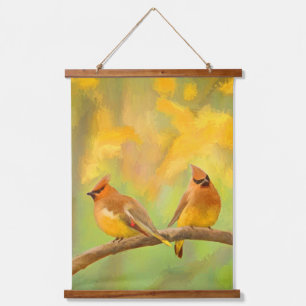 Cedar Waxwing Malerei - Niedliche Original Hunde K Wandteppich Mit Holzrahmen