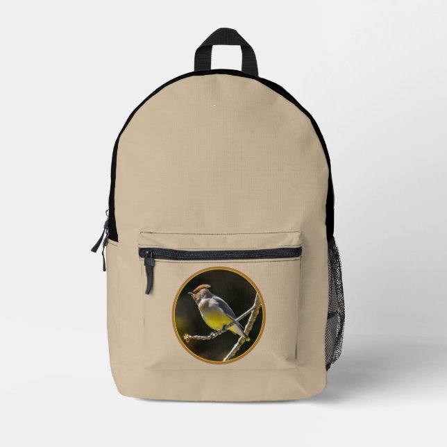 Cedar Waxwing Songbird Original Wild Bird Foto Bedruckter Rucksack (Vorderseite)