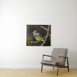 Cedar Waxwing Songbird Original Wild Bird Foto Wandteppich