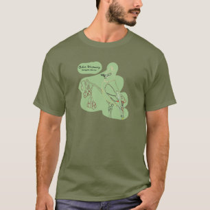 Cedar Waxwing Stencil - Fatigue Green - Full Front T-Shirt