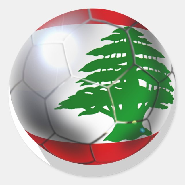 Cedars Libanon Fußball-Nationalmannschaft Fahnenba Runder Aufkleber (Vorderseite)