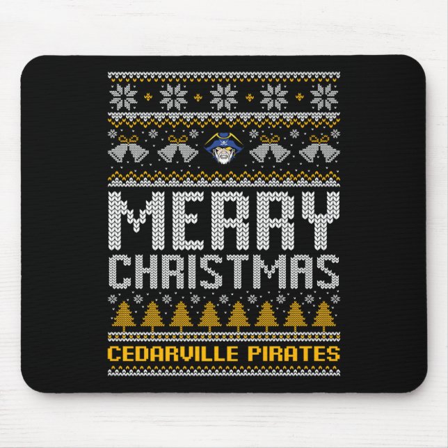Cedarville Pirates Logo Frohe Weihnachten Ugly Swe Mousepad (Vorne)