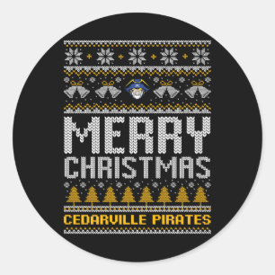 Cedarville Pirates Logo Frohe Weihnachten Ugly Swe Runder Aufkleber