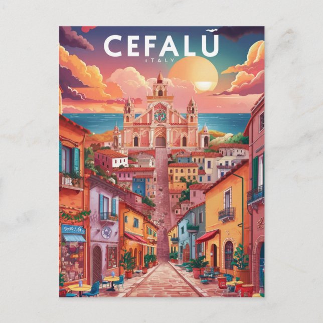 Cefalu, Sizilien, Italien Street Postkarte (Vorderseite)